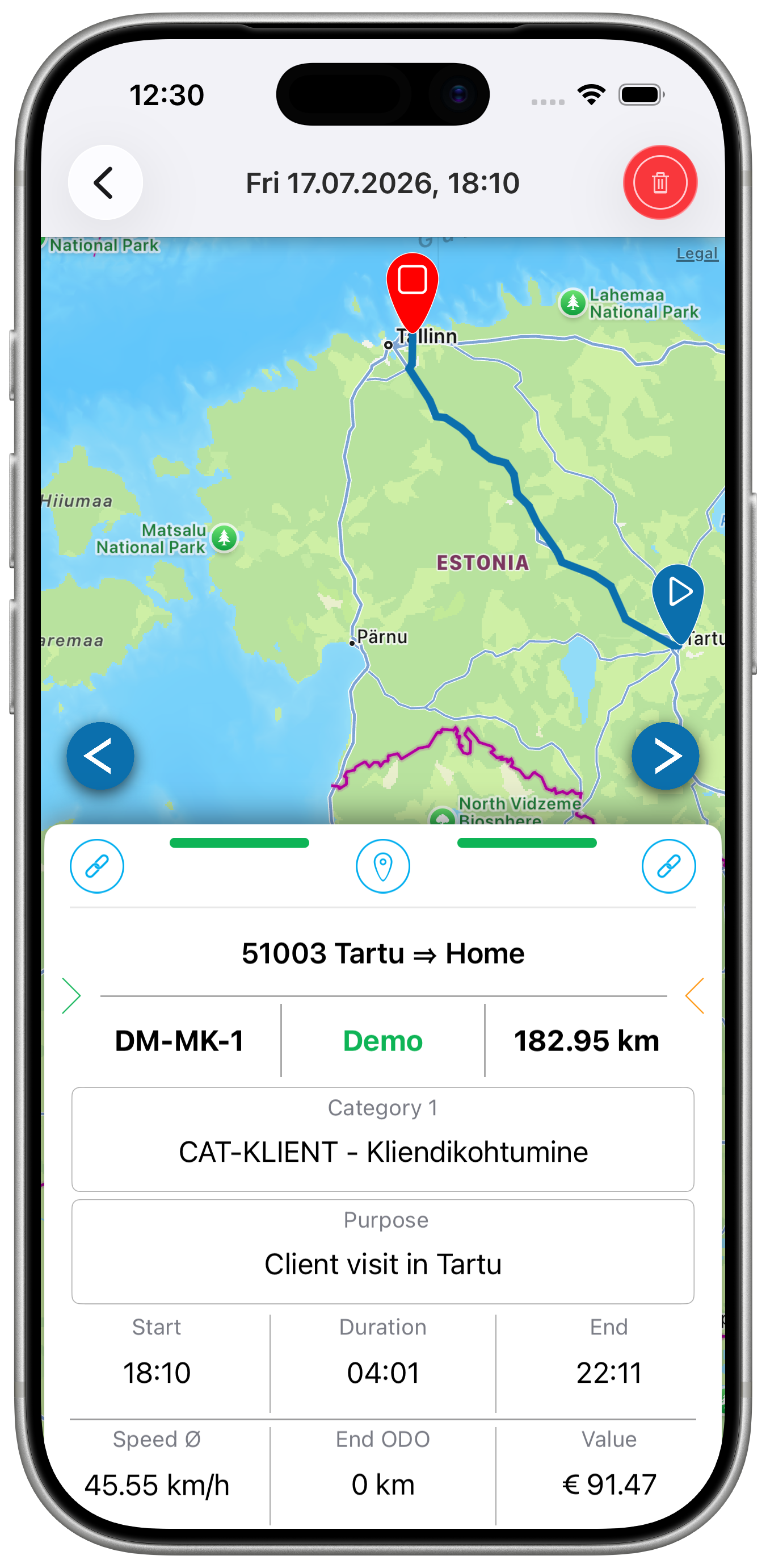 Sõidu vaade IOS