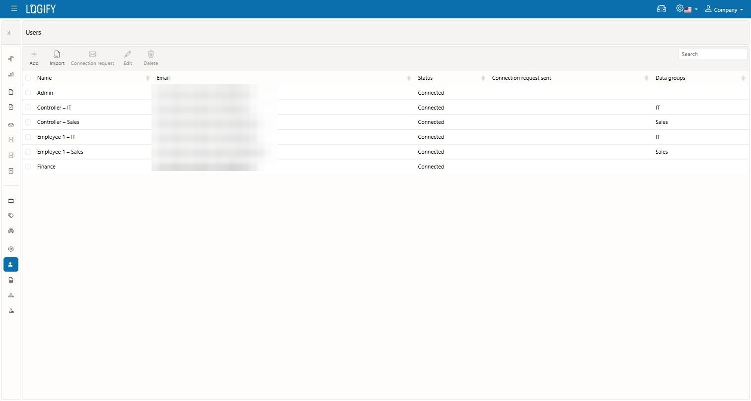 Connected users list