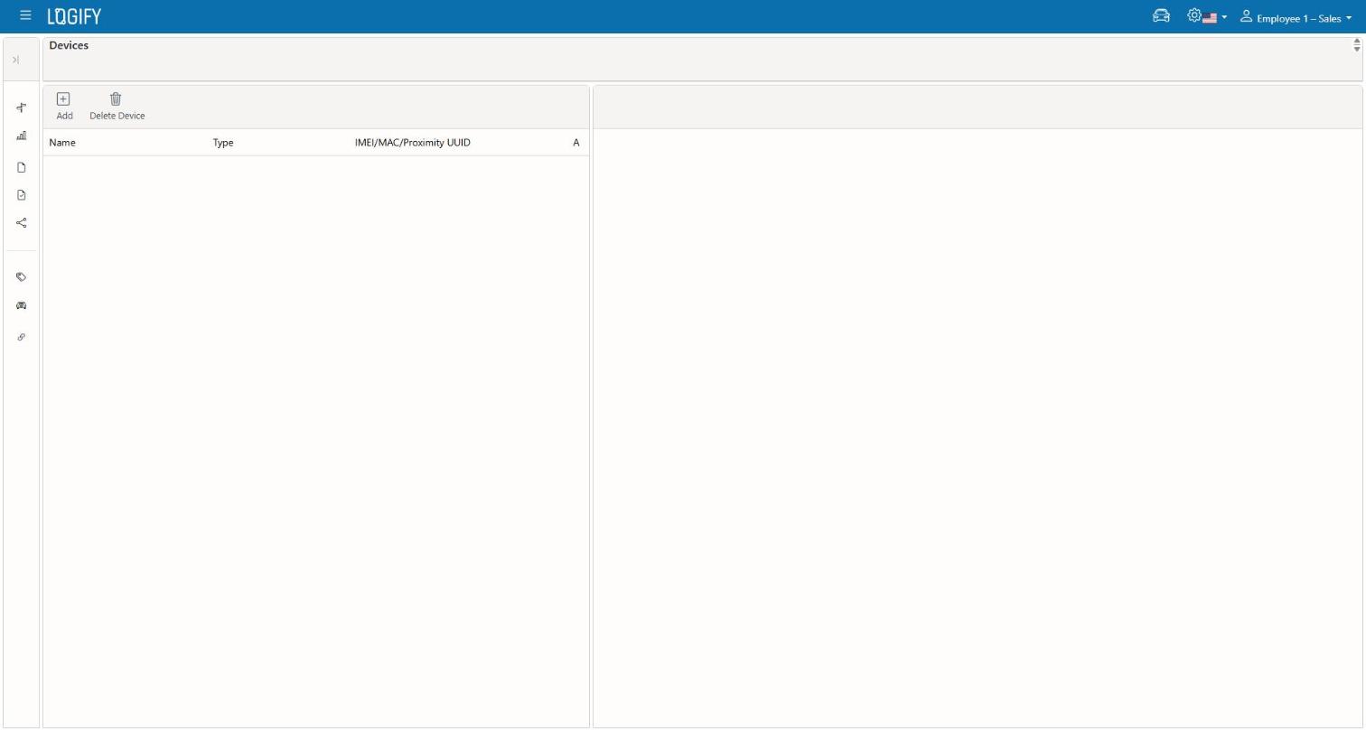 Devices screen